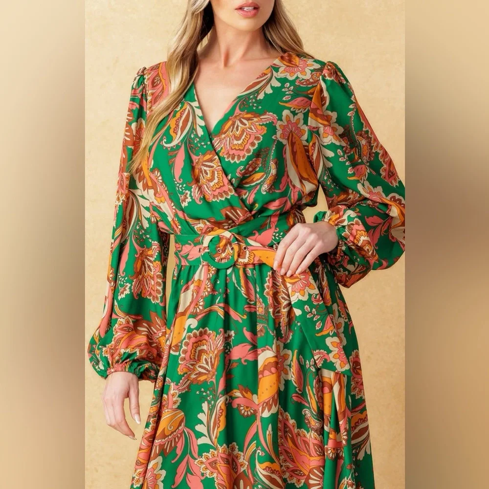 Flaying Tomato SUNNYSIDE FLORALS WOVEN MIDI DRESS size L pristine condition - Picture 5 of 17